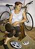 Seated Figure with Cycle Helmet