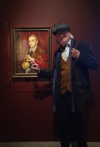 Artist with Boy with Apples painting